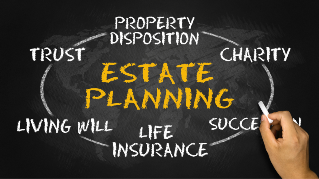 black chalk board with estate planning written in the middle in yellow